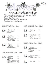 Clover live menu