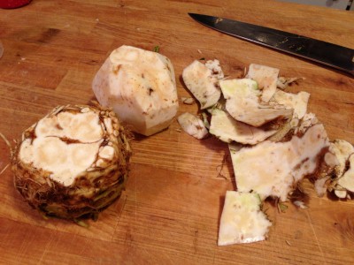 Celeriac ready to be prepped