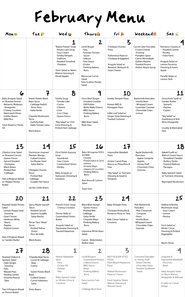 Weekly Subscription Menus Clover Food Lab